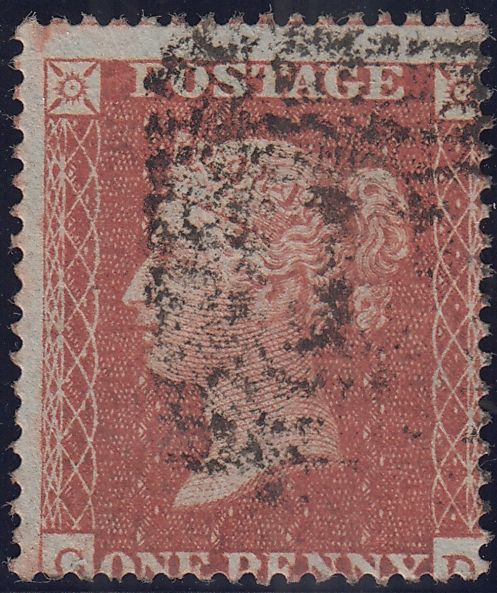 128568 1855 DIE 2 1D PL.6 MATCHED TRIO (SG21, SG26 AND SPEC C6) LETTERED CD.