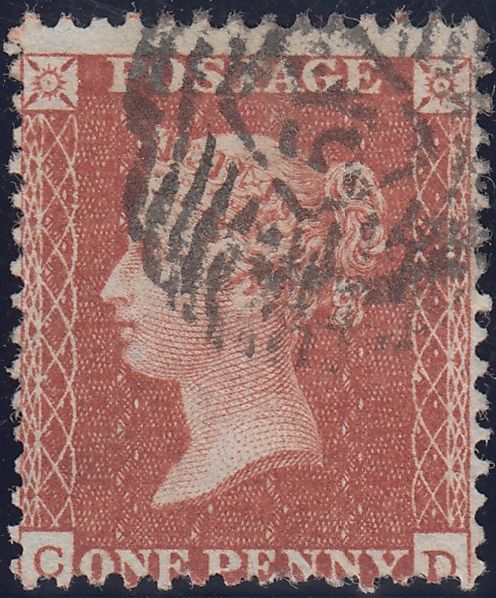 128568 1855 DIE 2 1D PL.6 MATCHED TRIO (SG21, SG26 AND SPEC C6) LETTERED CD.