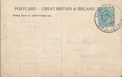 128602 1904 POST CARD SANDGATE, KENT TO GLASGOW WITH 'SANDGATE/FOLKESTONE' SKELETON DATE STAMP.