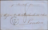128618 1862 MAIL LISBON TO LONDON WITH CIRCULAR 'SHIP-LETTER/LONDON' DATE STAMP IN RED (ROB S.33).