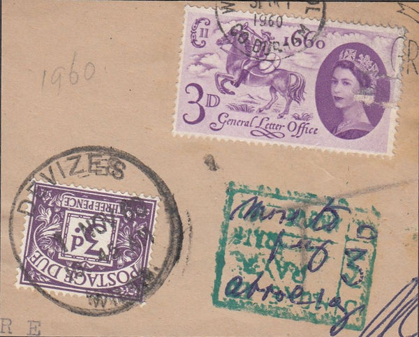 128620 1954-1960 POST MARKS/CHARGE MARKS OF DEVIZES (4 ITEMS).