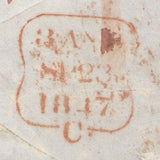 128646 1847 MAIL BATH TO LONDON, MISSORTED WITH 'MISSENT TO/CHIPPENHAM' HAND STAMP (WL177).