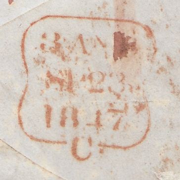 128646 1847 MAIL BATH TO LONDON, MISSORTED WITH 'MISSENT TO/CHIPPENHAM' HAND STAMP (WL177).