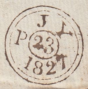 128660 1827 MAIL LONDON TO BODDINGTON, GLOUCESTER WITH 'MISSENT/TO/GLOCESTER' HAND STAMP (GL401).