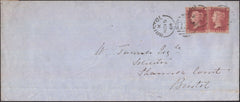 128735 1864 MAIL THORNBURY, GLOS TO BRISTOL WITH 'THORNBURY' DATE STAMP.