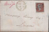 128778 1852 MAIL GOSPORT, HANTS TO LUDLOW WITH MANUSCRIPT 'MIFSENT TO' AND 'WALSALL' DATE STAMP.