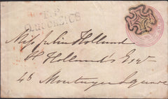128785 1842 1D PINK ENVELOPE USED IN LONDON WITH 'T.P/QUEEN ST. CS' (CHEAPSIDE) RECEIVER'S HAND STAMP (L505).