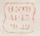 128787 1842 MAIL USED IN LONDON WITH 'T.P/PIMLICO' RECEIVER'S HAND STAMP (L505).