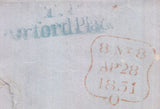 128789 1851 MAIL USED IN LONDON WITH 'T.P/ORFORD PLACE' RECEIVER'S HAND STAMP IN BLUE.