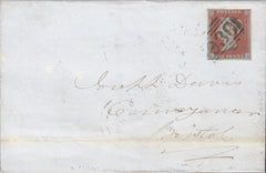 128792 1851 MAIL YORK TO BRISTOL WITH 'BRISTOL' DATE STAMP WITH 'BROKEN ARCS'.