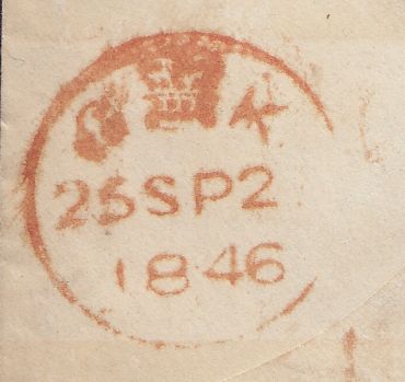 128799 1846 MAIL BRISTOL TO LONDON WITH 'REDLAND/PENNY POST' HAND STAMP (BS159).