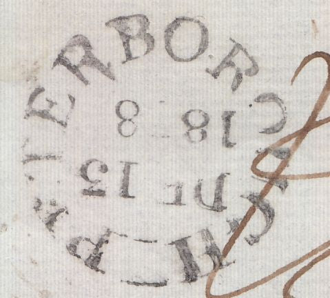 128909 1838 MAIL WHITTLESEA, CAMBS TO LONDON WITH 'PETER-/-BOROUGH/PENNY POST' HAND STAMP (NN197).