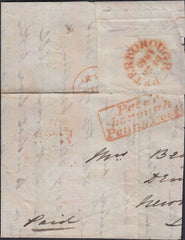 128910 1840 PART WRAPPER FROM PETERBOROUGH WITH 'PETER-/-BOROUGH/PENNY POST' HAND STAMP IN ORANGE (NN197).