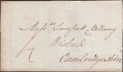 128918 1783 MAIL (WILLCOCKS MANUSCRIPT DATING) LONDON TO WISBECH WITH LONDON BISHOP MARKS '5/FE' AND '6/FE' ILLUSTRATING LATE POSTING.