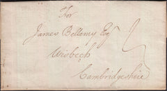 128922 1783 MAIL LONDON TO WISBECH, CAMBS WITH LONDON BISHOP MARKS '3/JA' AND '4/JA' ILLUSTRATING LATE POSTING.