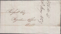 128934 1829 PART WRAPPER CROSS, SOMERSET TO WELLS WITH 'CROFS/PENNY POST' HAND STAMP (SO435).
