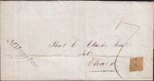 128935 1836 MAIL MILVERTON, SOMS TO CHARD WITH 'MILVERTON' HAND STAMP (SO609).