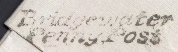 128938 1832 MAIL BRIDGEWATER TO WIVELISCOMBE WITH 'BRIDGEWATER/PENNY POST' HAND STAMP (SO257).