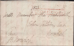 128941 1823 MAIL SOMERLEAZE, WELLS, SOMS TO NORWICH WITH 'WELLS SOM/PENNY POST' HAND STAMP (SO937).