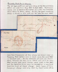 129002 1822-1826 RARE PRIVATE 'PAID' MARKS OF THE NORWICH UNION INSURANCE COMPANY.