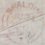 129005 1850 MAIL SPALDING TO LEICESTER WITH 'DONNINGTON LINCOLN/PENNY POST' HAND STAMP (LI255).
