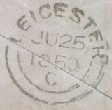 129005 1850 MAIL SPALDING TO LEICESTER WITH 'DONNINGTON LINCOLN/PENNY POST' HAND STAMP (LI255).