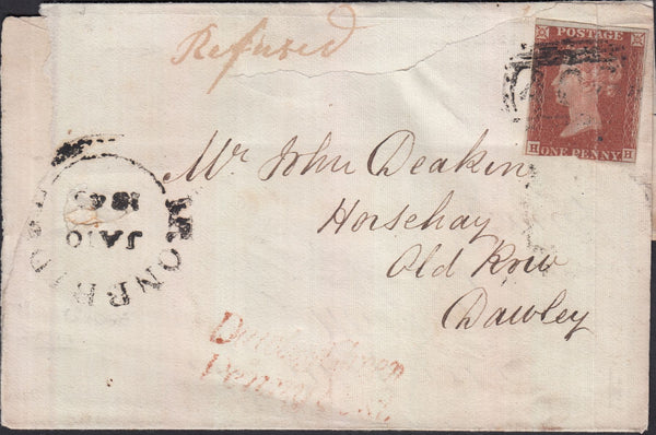 129026 1845 MAIL IRONBRIDGE TO DAWLEY, SHROPSHIRE WITH 'DAWLEY GREEN/PENNY POST' HAND STAMP (SH120).