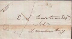 129030 1835 MAIL LONG BUCKBY, NORTHANTS TO DAVENTRY WITH 'NO.2' RECEIVER'S HAND STAMPS AND 'DAVENTRY/PY POST' HAND STAMP (NN57).