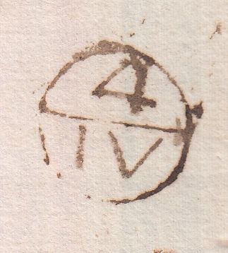 129052 1778 'PARTINGTON' LONDON GENERAL POST RECEIVER'S HAND STAMP OF RICHARD PARTINGTON OF HOLBORN ON LETTER LONDON TO BRIDGWATER, SOMERSET.