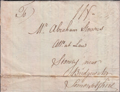 129054 1775 'PARTINGTON' LONDON GENERAL POST RECEIVER'S HAND STAMP OF RICHARD PARTINGTON OF HOLBORN ON LETTER LONDON TO BRIDGEWATER, SOMERSET.