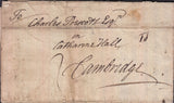 129056 1767 'PARTINGTON' LONDON GENERAL POST RECEIVER'S HAND STAMP OF RICHARD PARTINGTON OF HOLBORN ON LETTER LONDON TO CAMBRIDGE WHICH PRE-DATES RECORDED USAGE BY FOUR YEARS.