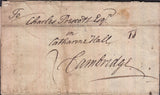 129056 1767 'PARTINGTON' LONDON GENERAL POST RECEIVER'S HAND STAMP OF RICHARD PARTINGTON OF HOLBORN ON LETTER LONDON TO CAMBRIDGE WHICH PRE-DATES RECORDED USAGE BY FOUR YEARS.