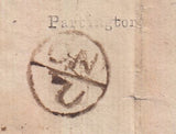 129056 1767 'PARTINGTON' LONDON GENERAL POST RECEIVER'S HAND STAMP OF RICHARD PARTINGTON OF HOLBORN ON LETTER LONDON TO CAMBRIDGE WHICH PRE-DATES RECORDED USAGE BY FOUR YEARS.