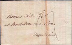 129057 1771 'DW' LONDON GENERAL POST RECEIVER'S HAND STAMP OF DAVID WISHART OF COVENTRY STREET ON LETTER LONDON TO STAFFORDSHIRE.