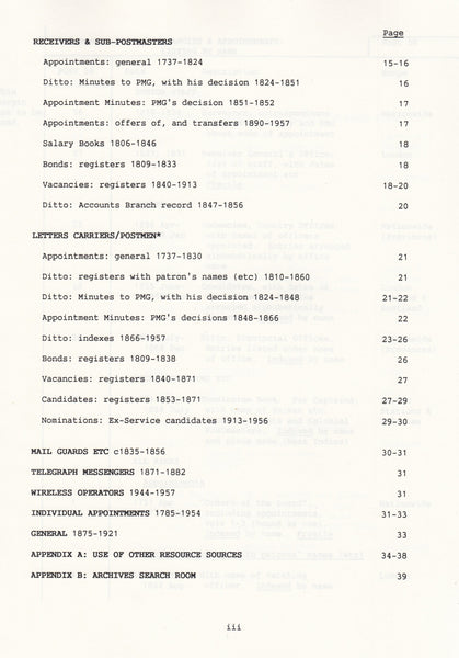 129093 'POST OFFICE ARCHIVES: VACANCIES AND APPOINTMENTS 1737-1957 A listing by Rank'.