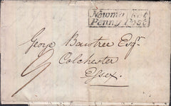 129131 1835 MAIL NEWMARKET, SUFFOLK TO COLCHESTER WITH 'NEWMARKET/PENNY POST' HAND STAMP (SK286).