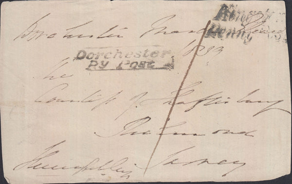 129162 1839 FREE FRONT DORCHESTER TO RICHMOND, SURREY WITH 'DORCHESTER/P.Y POST' HAND STAMP (DT247) AND 'KINGSTON/PENNY POST' HAND STAMP (SY484).