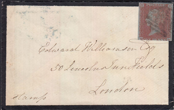 129173 1852 MOURNING ENVELOPE CHERTSEY TO LONDON WITH 'ADDLESTONE/PENNY POST' HAND STAMP (SY4).