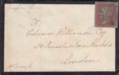 129173 1852 MOURNING ENVELOPE CHERTSEY TO LONDON WITH 'ADDLESTONE/PENNY POST' HAND STAMP (SY4).