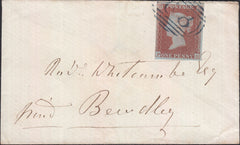 129176 1850 MAIL USED LOCALLY IN BEWDLEY, WORCS WITH '68' NUMERAL OF BEWDLEY IN BLUE (SPEC B1xb) AND 'CLEOBURY/PENNY POST' HAND STAMP (WO184).