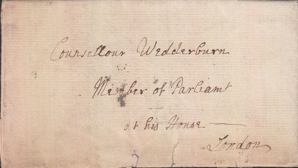129247 1777 FREE MAIL USED IN LONDON WITH 'HOWDEN' LONDON POST RECEIVER'S HAND STAMP (L375) AND WESTMINSTER DOCKWRA (L363).
