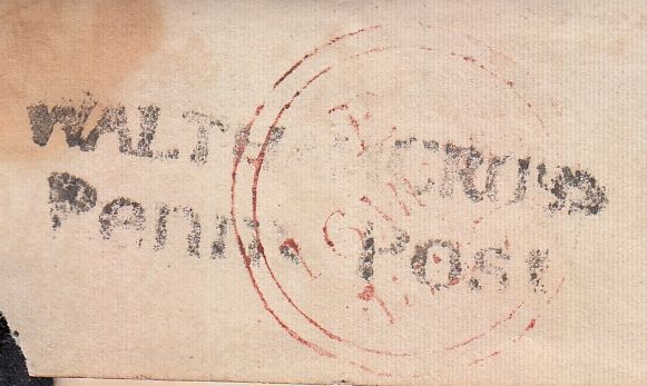 129315 1827 MAIL WALTHAM CROSS, HERTS TO LONDON WITH 'WALTHAM CROSS/PENNY POST' HAND STAMP (HE549).