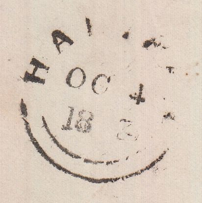 129338 1843 MAIL ELLAND, WEST YORKS TO HALIFAX WITH 'ELLAND/PENNY POST' HAND STAMP (YK934).