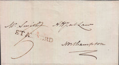 129355 1799 MAIL STAMFORD TO NORTHAMPTON WITH 'STAMFORD' STRAIGHT LINE HAND STAMP (LI998).