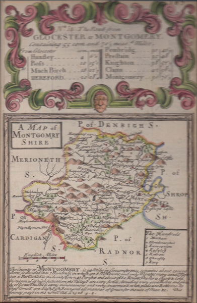 129376 CIRCA 1730-1760 OWEN AND BOWEN STRIP MAP 'THE ROAD FROM GLOCESTER TO MONTGOMERY'.