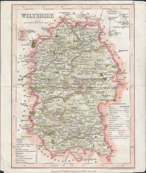 129383 CIRCA 1840 MAP OF 'WILTSHIRE' BY DUGDALES.