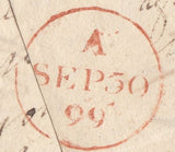 129441 1799 MAIL CHELTENHAM TO CHARING IN KENT WITH 'CHELTEN/HAM' HAND STAMP (GL137).