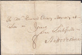 129470 1751 LARGE PART LETTER LONDON TO LICHFIELD WITH 'RJ' LONDON GENERAL POST RECEIVER'S HAND STAMP.