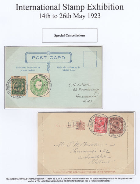 129475 COLLECTION LONDON INTERNATIONAL STAMP EXHIBITION HELD IN MAY 1923.