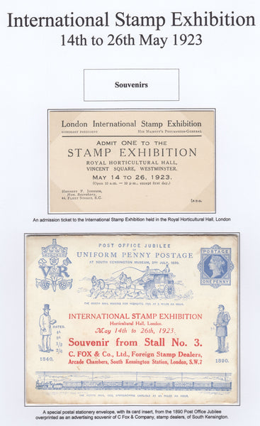 129475 COLLECTION LONDON INTERNATIONAL STAMP EXHIBITION HELD IN MAY 1923.